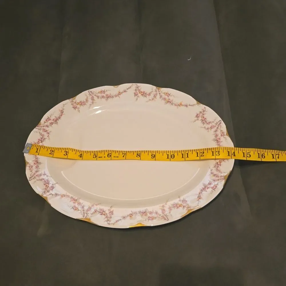 Theodore Haviland NY Varenne 14” Meat Platter Juice Well Pink Roses